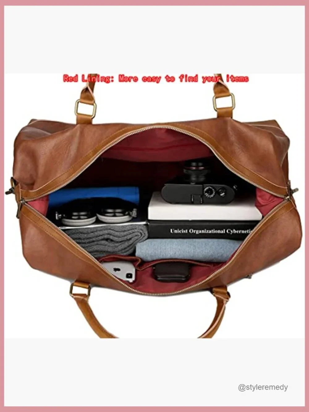 Vegan Leather Travel Duffel Weekender Overnight Bag Carry On Gym